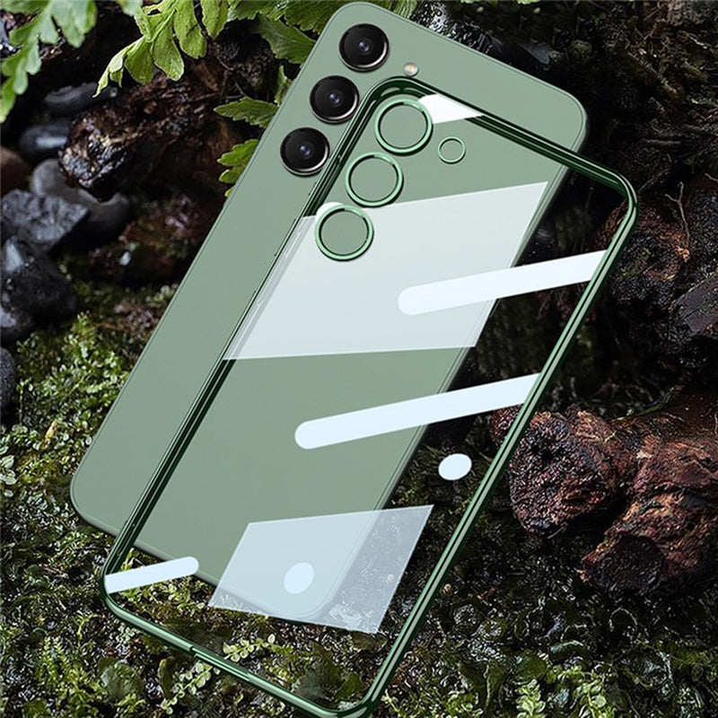 GKK For Samsung Galaxy S24+ Shockproof Case Anti-Scratch Electroplating TPU Clear Phone Cover - Midnight Green