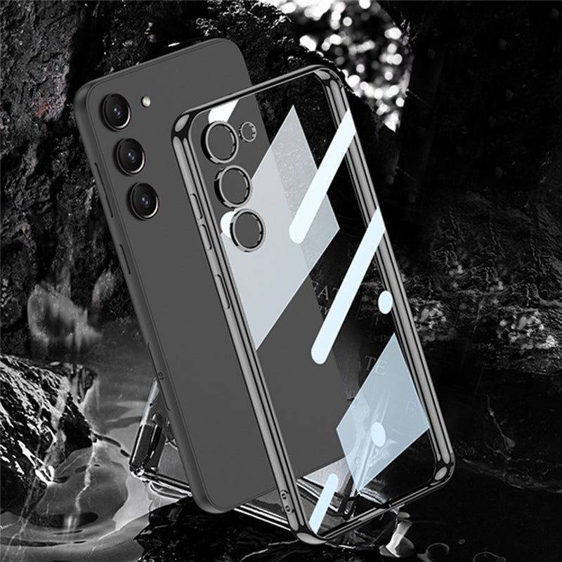 GKK For Samsung Galaxy S24+ Shockproof Case Anti-Scratch Electroplating TPU Clear Phone Cover - Black
