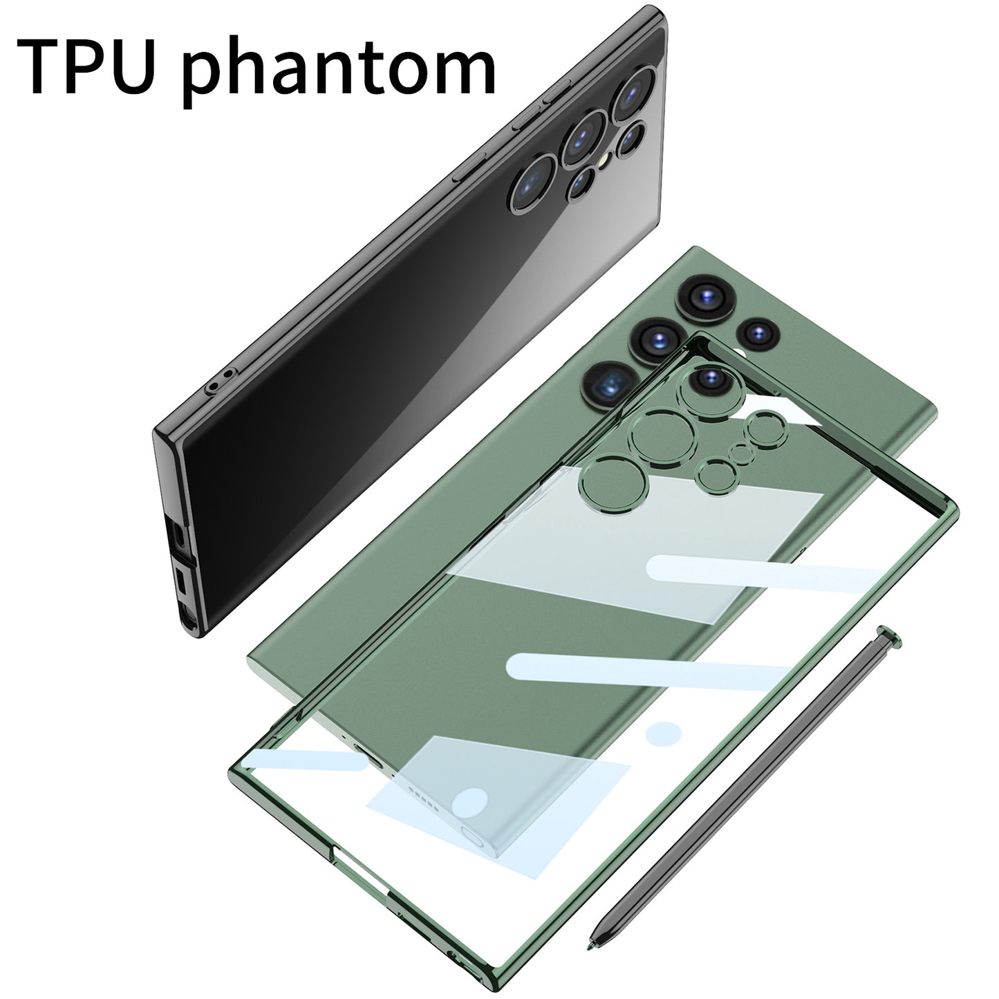 GKK For Samsung Galaxy S24 Ultra Protective Case Electroplating Crystal Clear TPU Phone Cover - Midnight Green