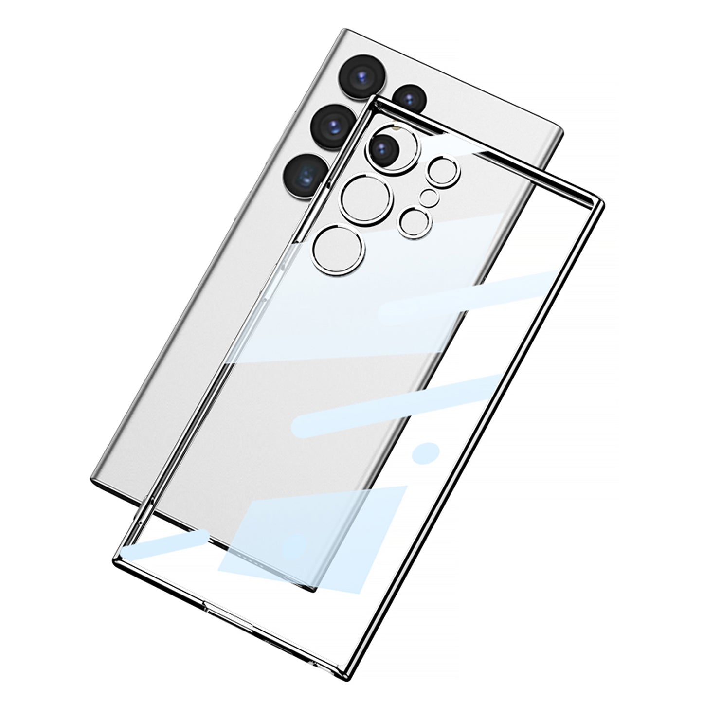 GKK For Samsung Galaxy S24 Ultra Protective Case Electroplating Crystal Clear TPU Phone Cover - Silver