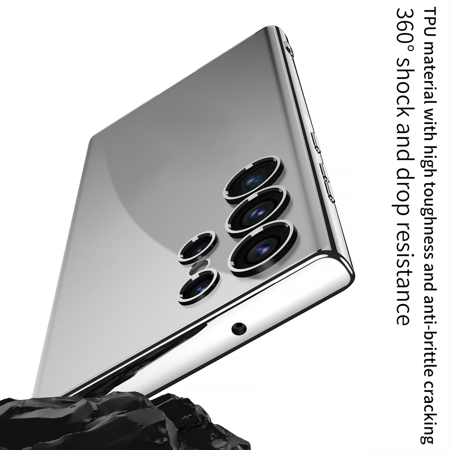 GKK For Samsung Galaxy S24 Ultra Protective Case Electroplating Crystal Clear TPU Phone Cover - Silver