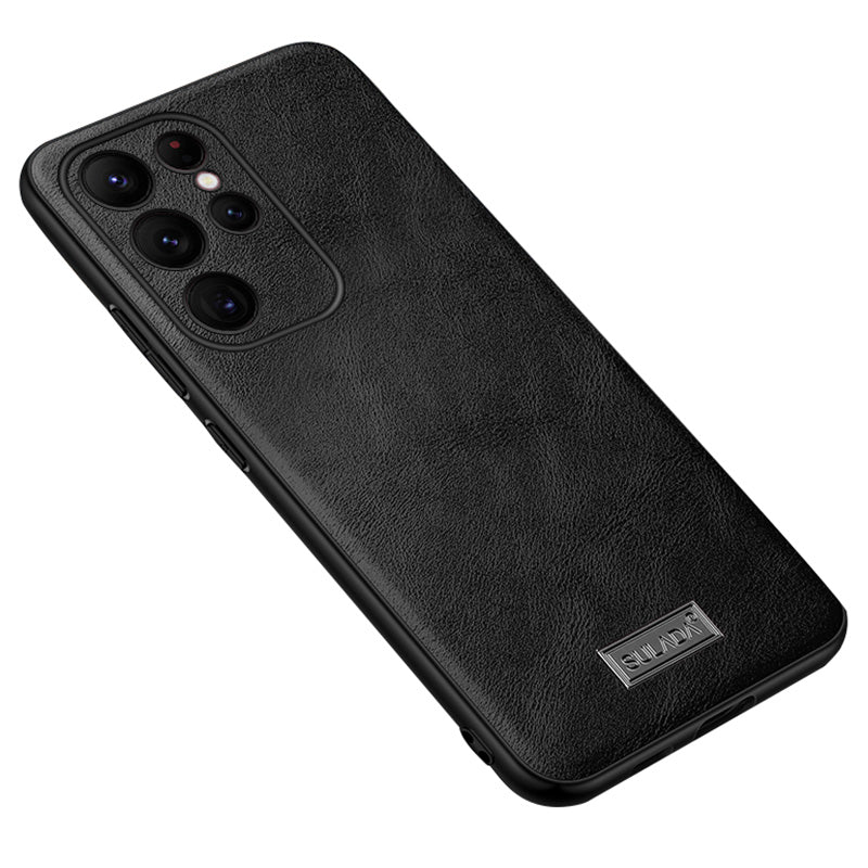 SULADA Cell Phone Cases for Samsung Galaxy S24 Ultra PU Leather+TPU+PC Cover - Black