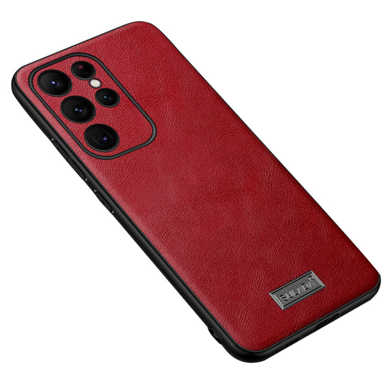 SULADA Cell Phone Cases for Samsung Galaxy S24 Ultra PU Leather+TPU+PC Cover - Red