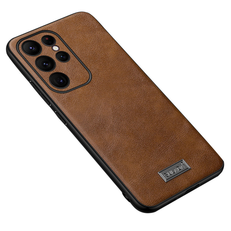 SULADA Cell Phone Cases for Samsung Galaxy S24 Ultra PU Leather+TPU+PC Cover - Brown