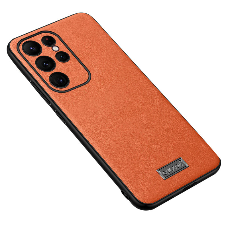 SULADA Cell Phone Cases for Samsung Galaxy S24 Ultra PU Leather+TPU+PC Cover - Orange