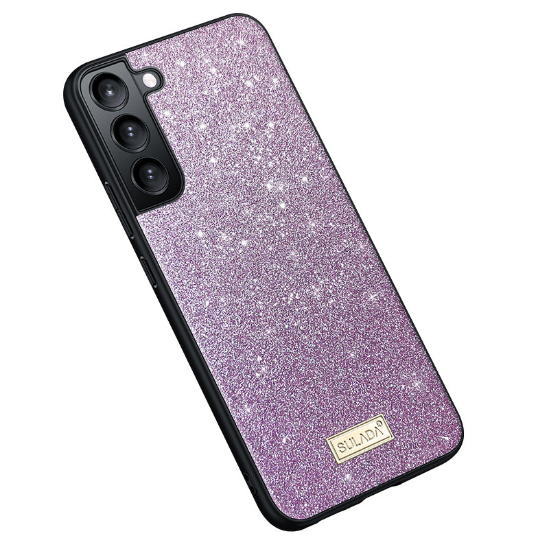 SULADA Cell Phone Cases for Samsung Galaxy S24+ PU Leather+PC+TPU Glitter Sequins Cover - Purple