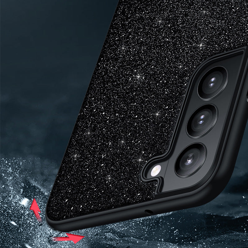 SULADA Cell Phone Cases for Samsung Galaxy S24 Glitter Sequins PU Leather+PC+TPU Cover - Red