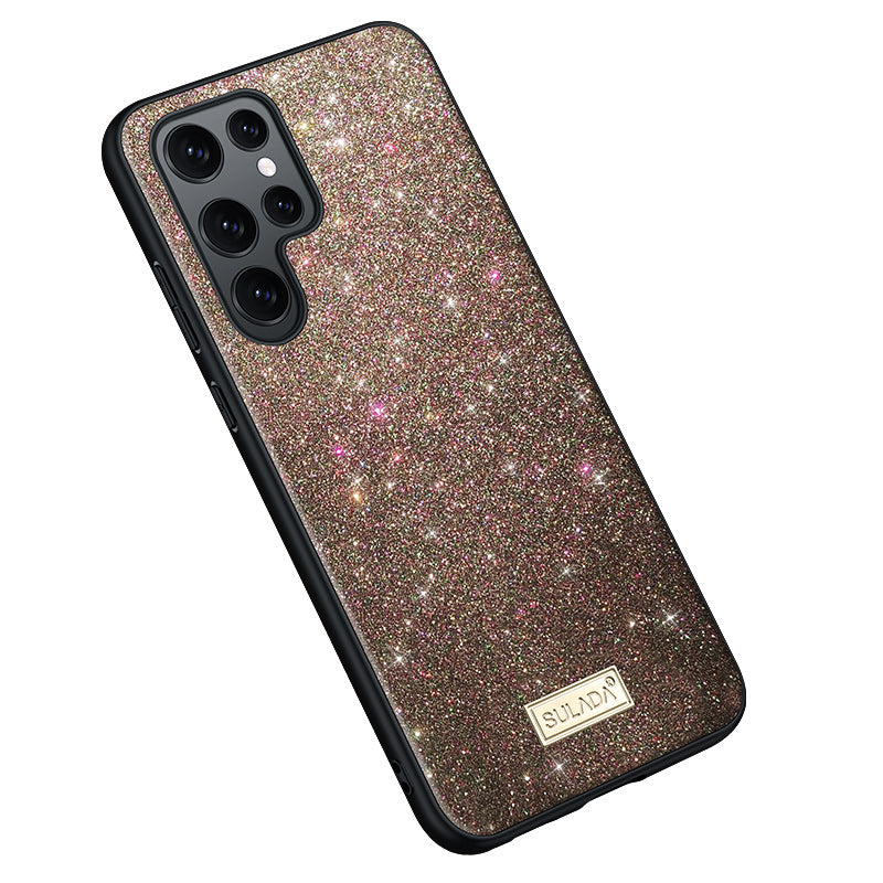 SULADA For Samsung Galaxy S24 Ultra PU Leather+PC+TPU Cell Phone Cases Glitter Sequins Back Cover - Multi-color