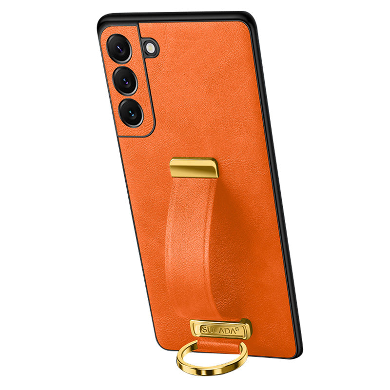 SULADA Fashion Series for Samsung Galaxy S24+ Case Leather+PC+TPU Crazy Horse Phone Back Shell - Orange