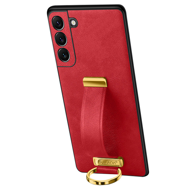 SULADA Fashion Series for Samsung Galaxy S24+ Case Leather+PC+TPU Crazy Horse Phone Back Shell - Red