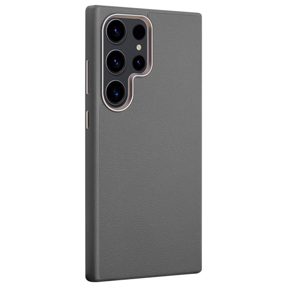 X-LEVEL For Samsung Galaxy S24 Ultra Phone Case PU Leather Coated PC Cover - Grey