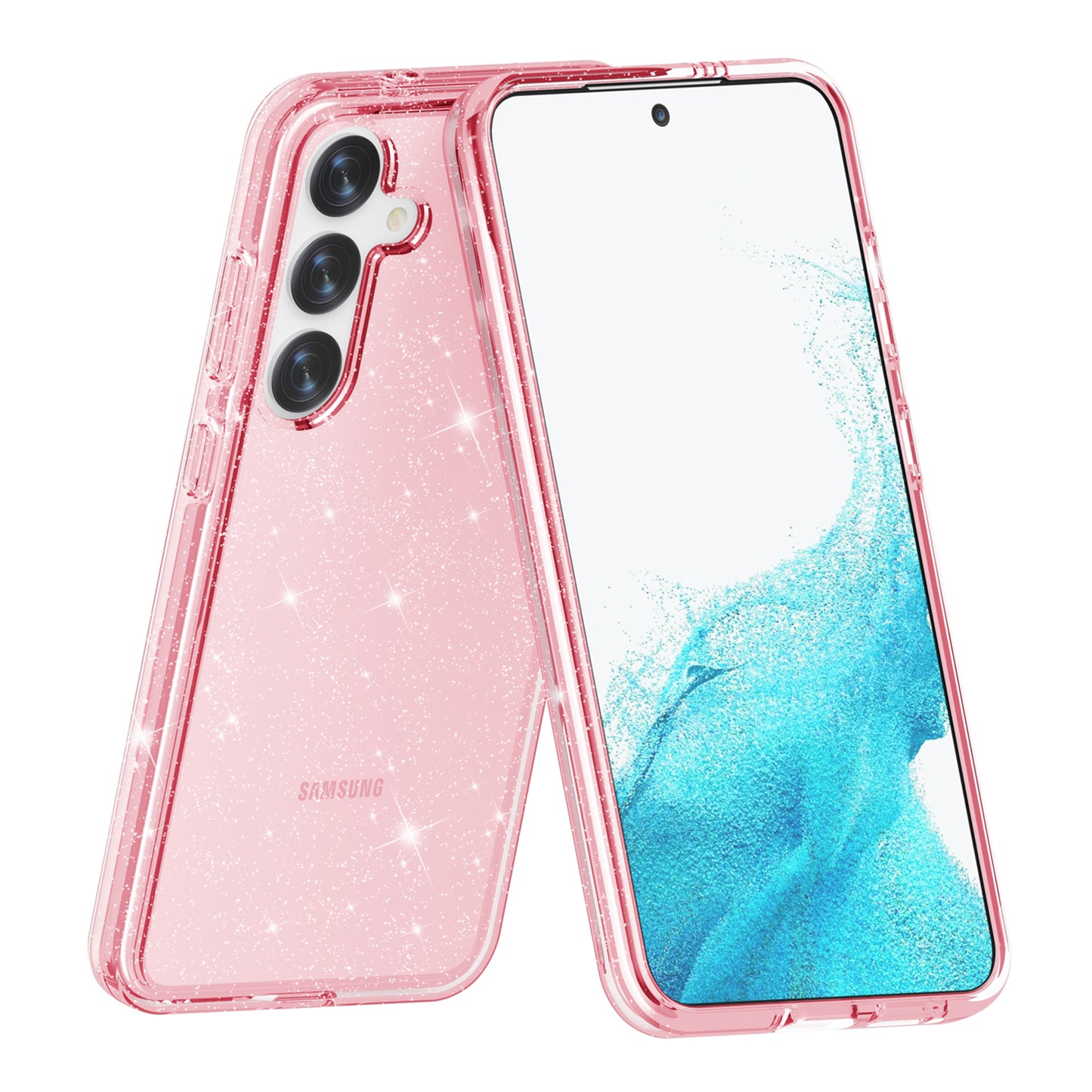 For Samsung Galaxy S24+ Case PC + TPU Shiny Glitter Phone Cover - Pink