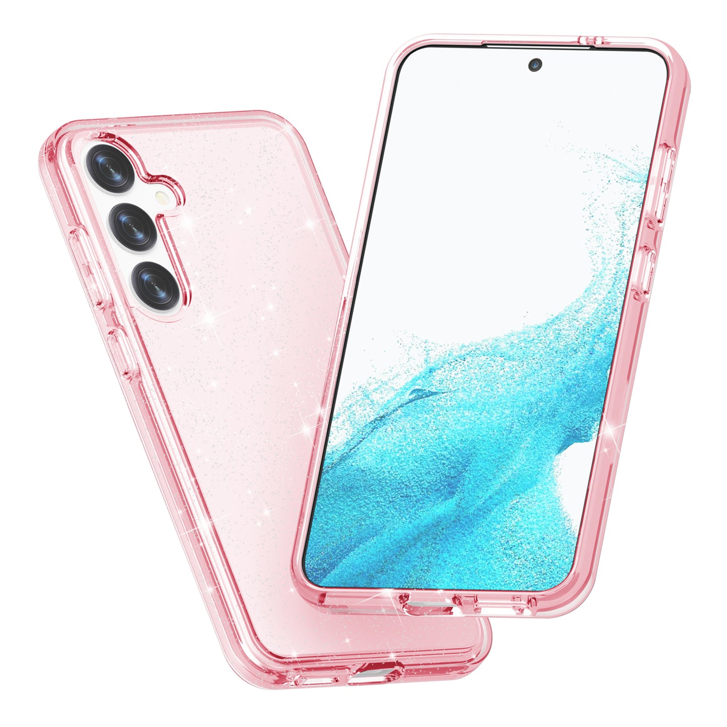 For Samsung Galaxy S24+ Case PC + TPU Shiny Glitter Phone Cover - Pink
