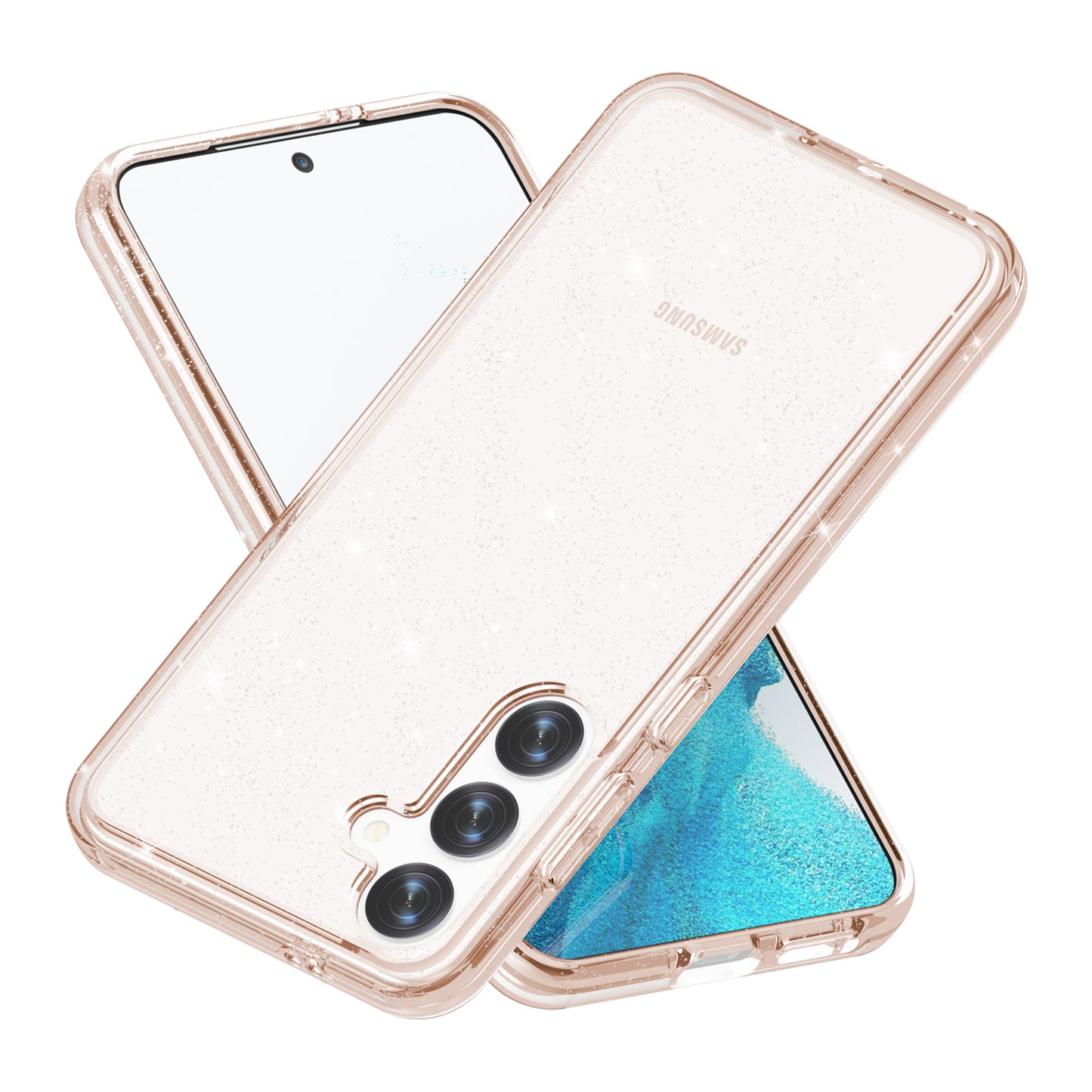 For Samsung Galaxy S24+ Case PC + TPU Shiny Glitter Phone Cover - Gold