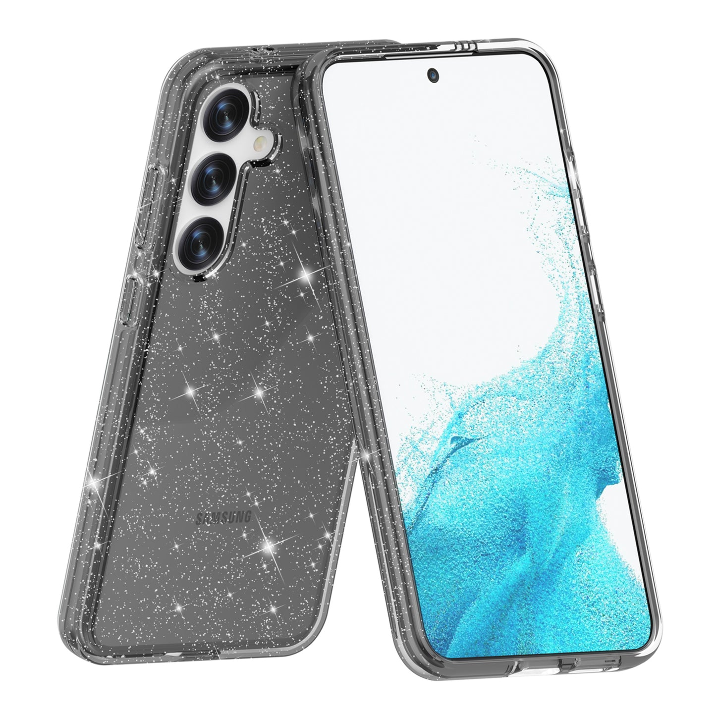 For Samsung Galaxy S24+ Case PC + TPU Shiny Glitter Phone Cover - Black