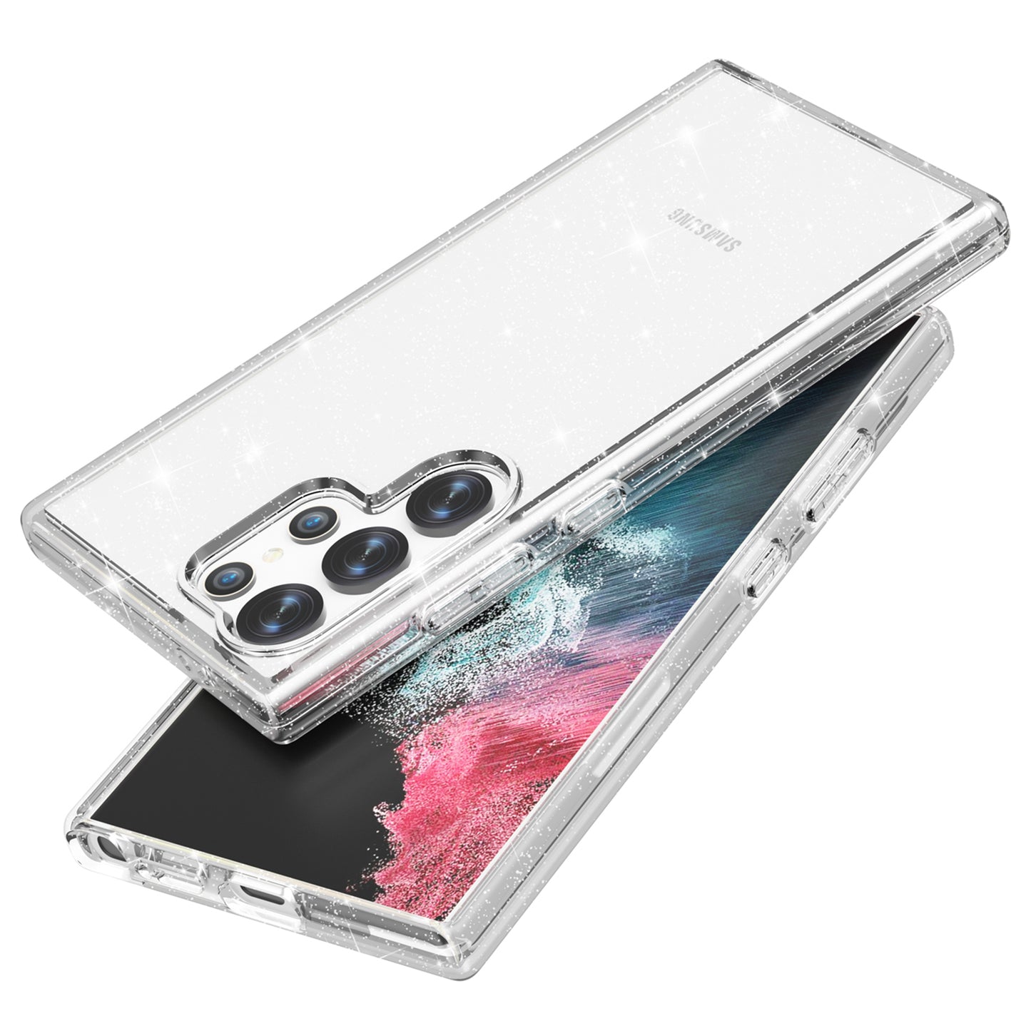 For Samsung Galaxy S24 Ultra Case Anti-scratch Glitter Phone Cover - White