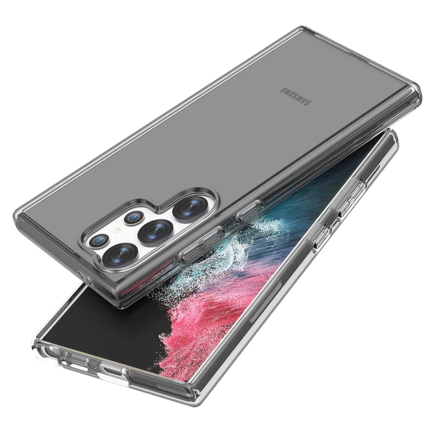 For Samsung Galaxy S24 Ultra Clear Case PC+TPU Anti-scratch Phone Cover - Transparent Black