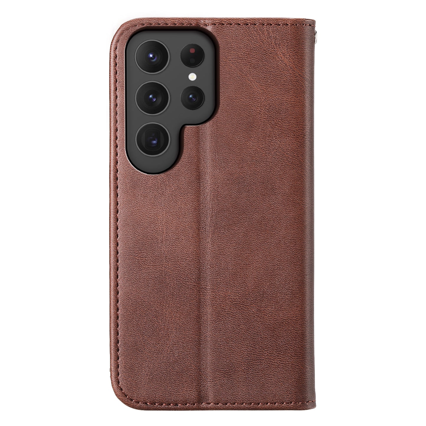For Samsung Galaxy S24 Ultra Case Imprinted PU Leather+TPU Cell Phone Wallet Cover - Brown