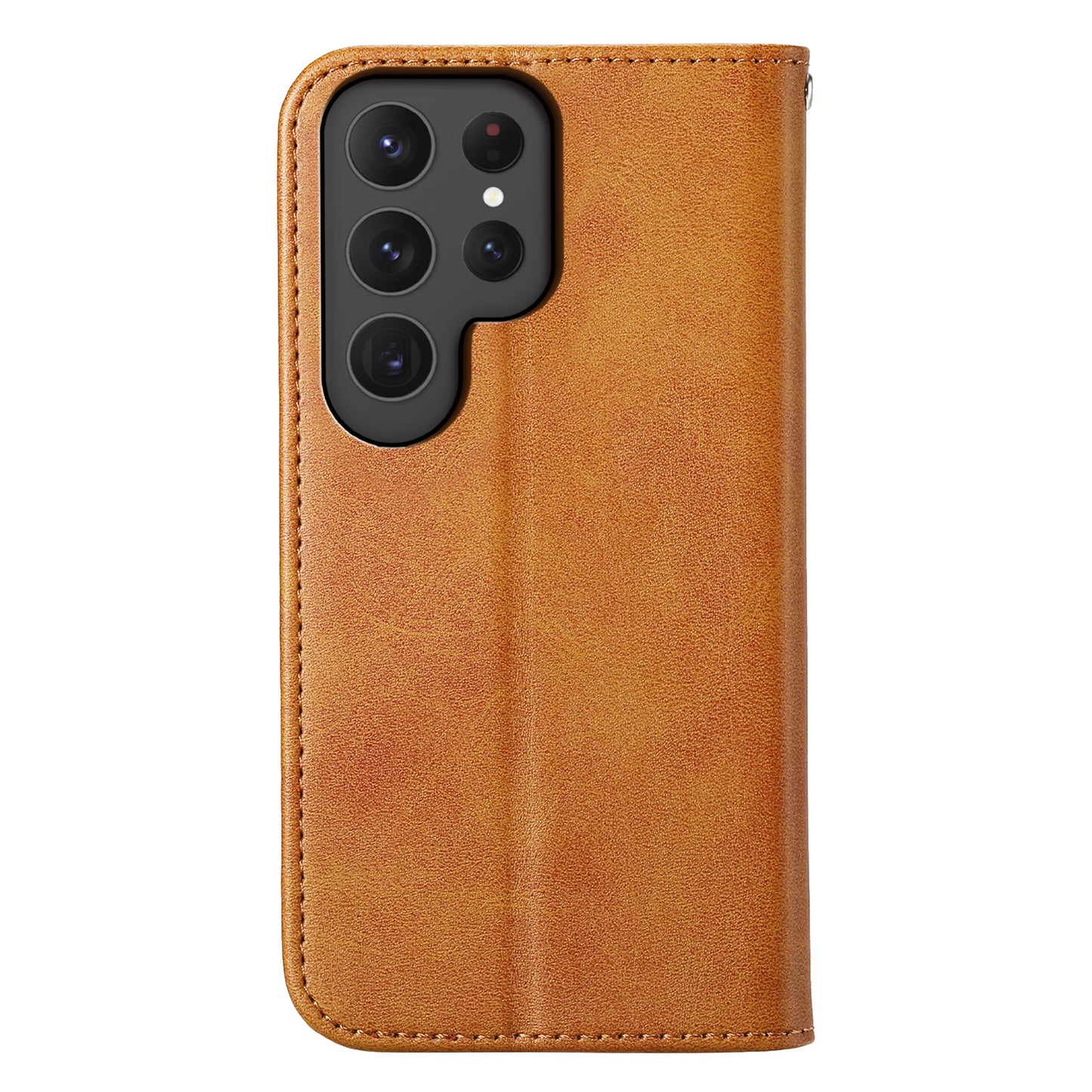 For Samsung Galaxy S24 Ultra Case Imprinted PU Leather+TPU Cell Phone Wallet Cover - Yellow