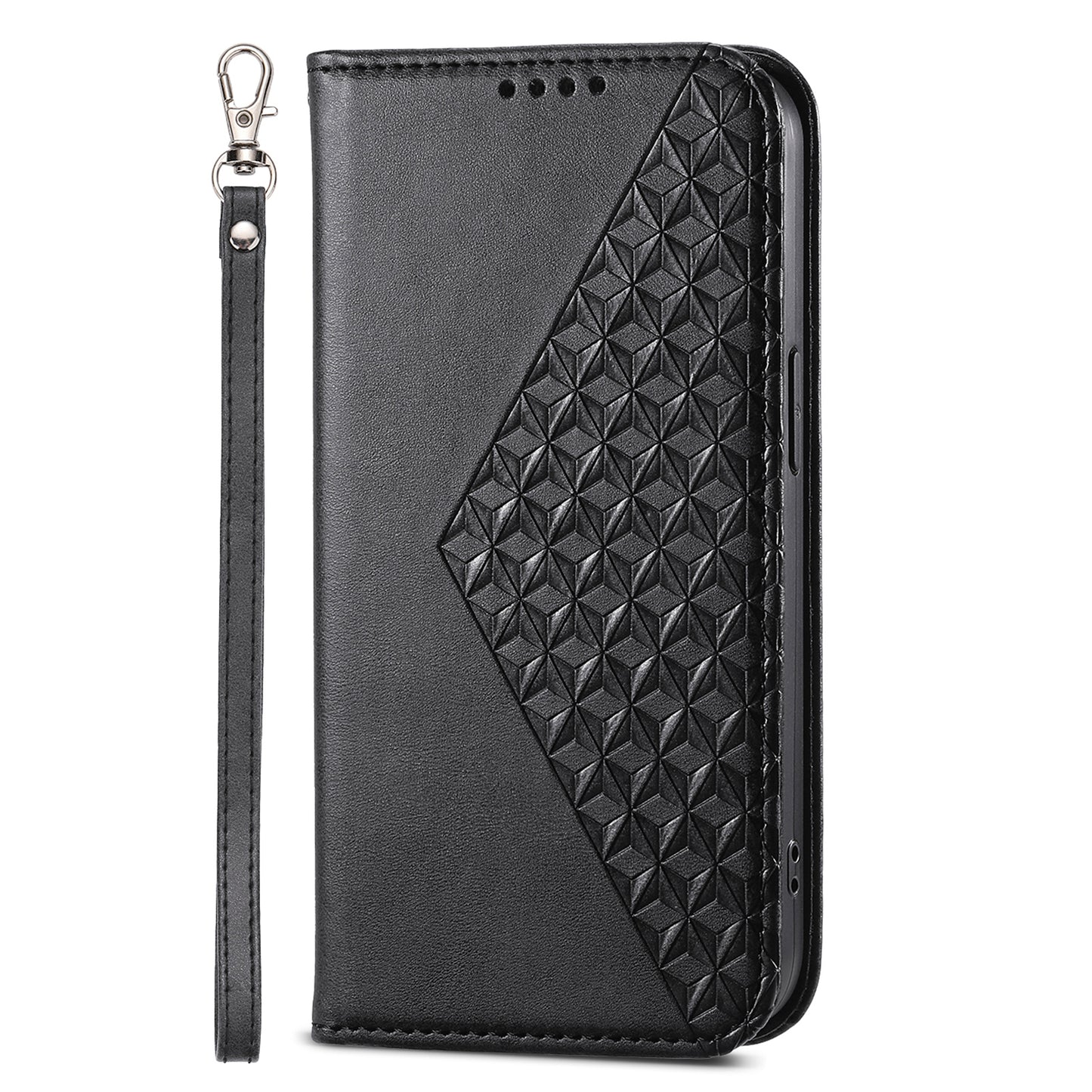 For Samsung Galaxy S24 Case PU Leather Imprinted Smart Phone Protector with Wallet - Black
