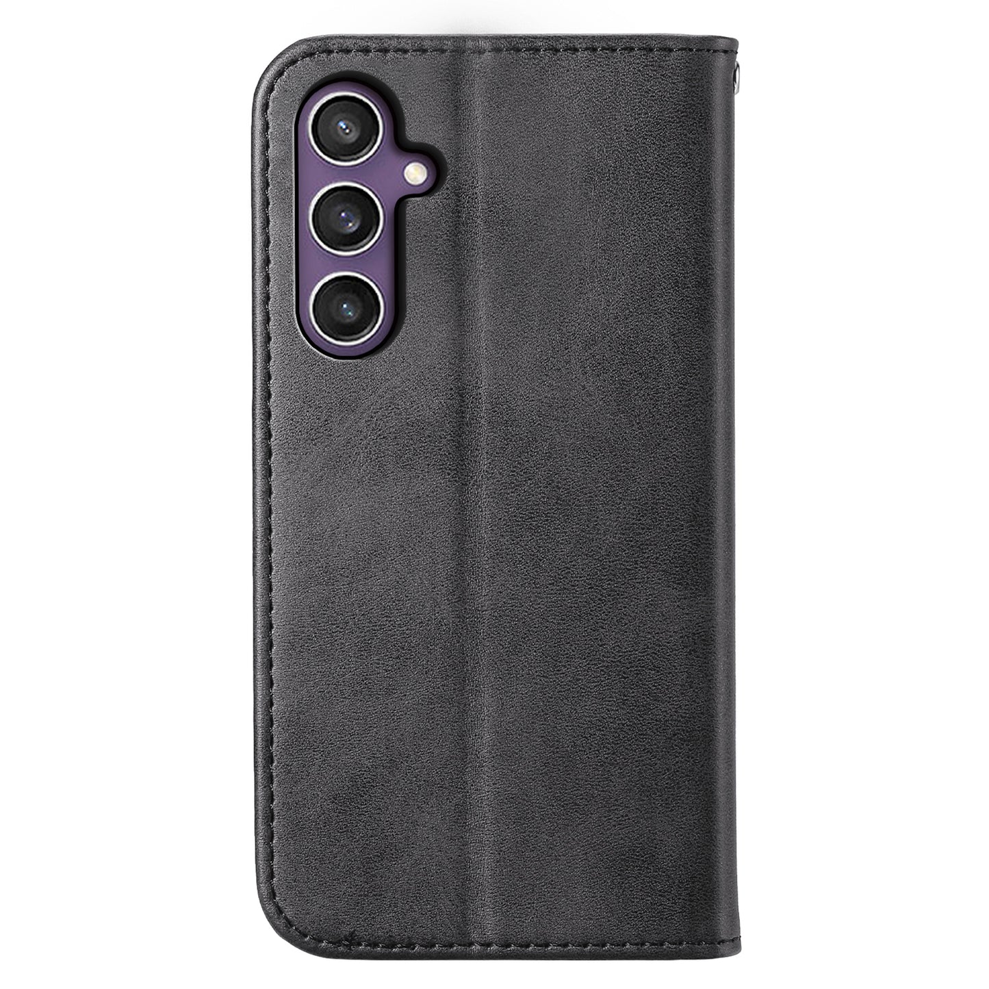 For Samsung Galaxy S24 Case PU Leather Imprinted Smart Phone Protector with Wallet - Black