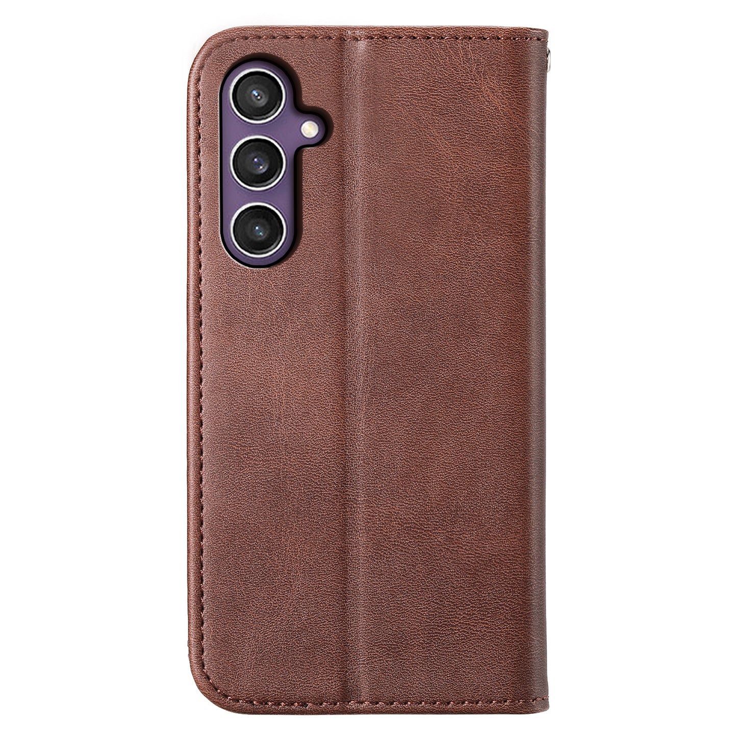 For Samsung Galaxy S24 Case PU Leather Imprinted Smart Phone Protector with Wallet - Brown