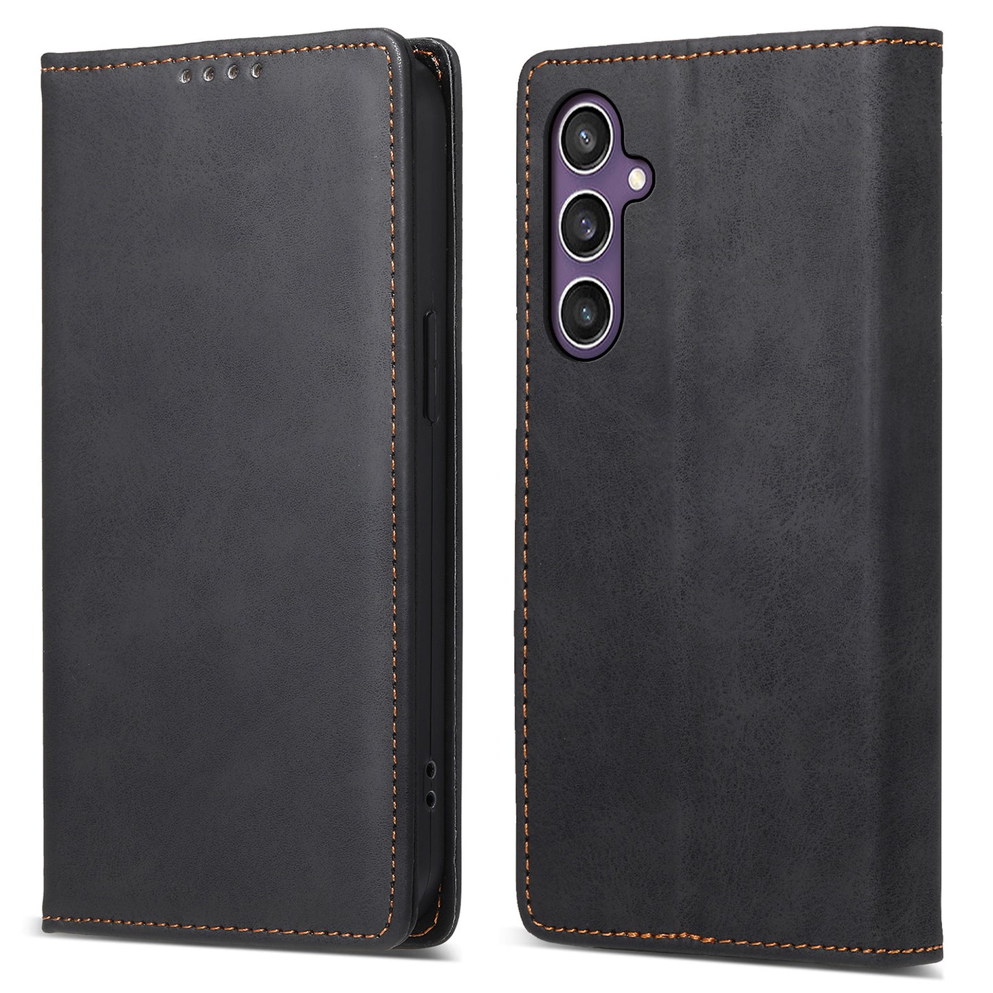 DF-05 For Samsung Galaxy S24 Cell Phone Case RFID Blocking PU Leather Cover with Wallet - Black