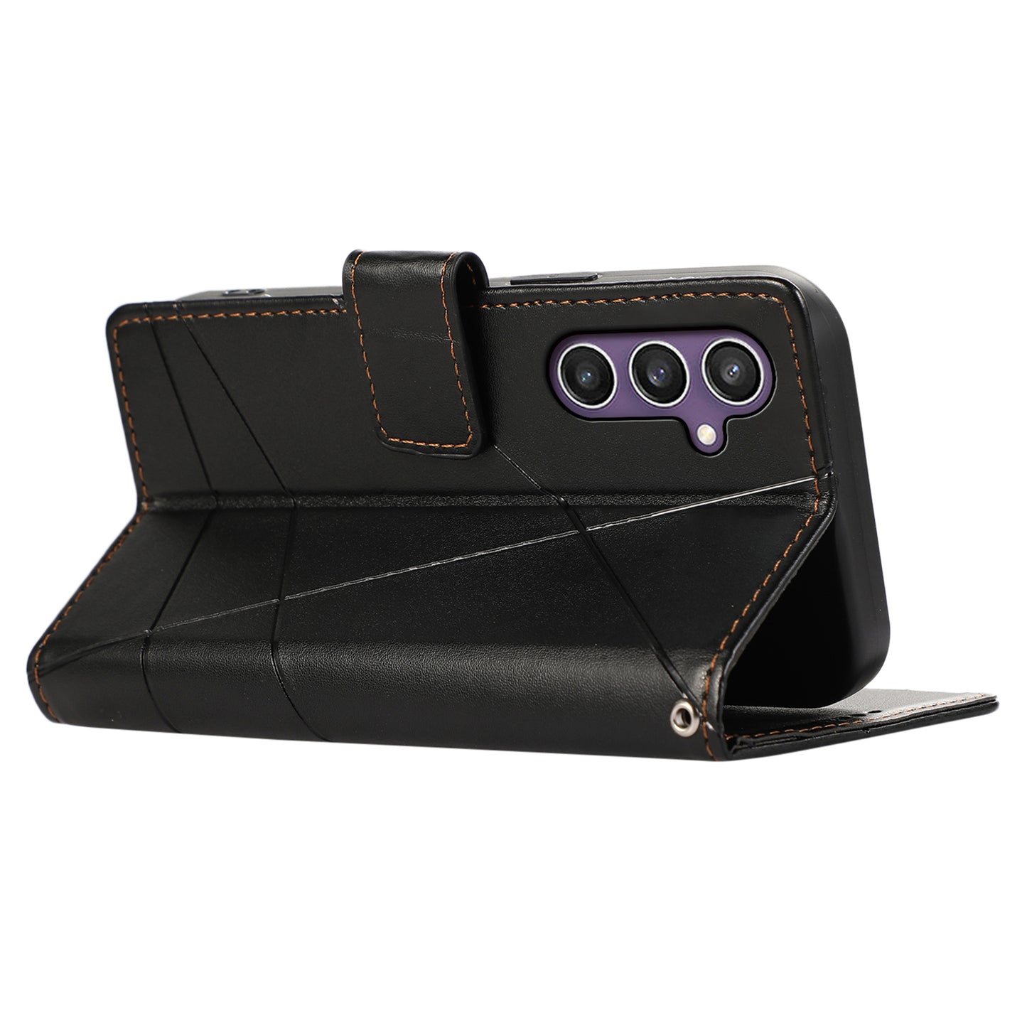 DF-06 For Samsung Galaxy S24 Cell Phone Cases with Strap Imprinted PU Leather Cover - Black