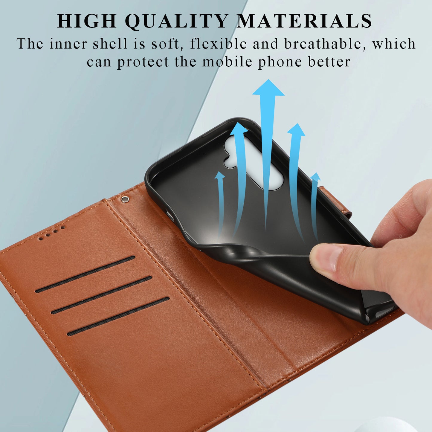 DF-06 For Samsung Galaxy S24 Cell Phone Cases with Strap Imprinted PU Leather Cover - Brown