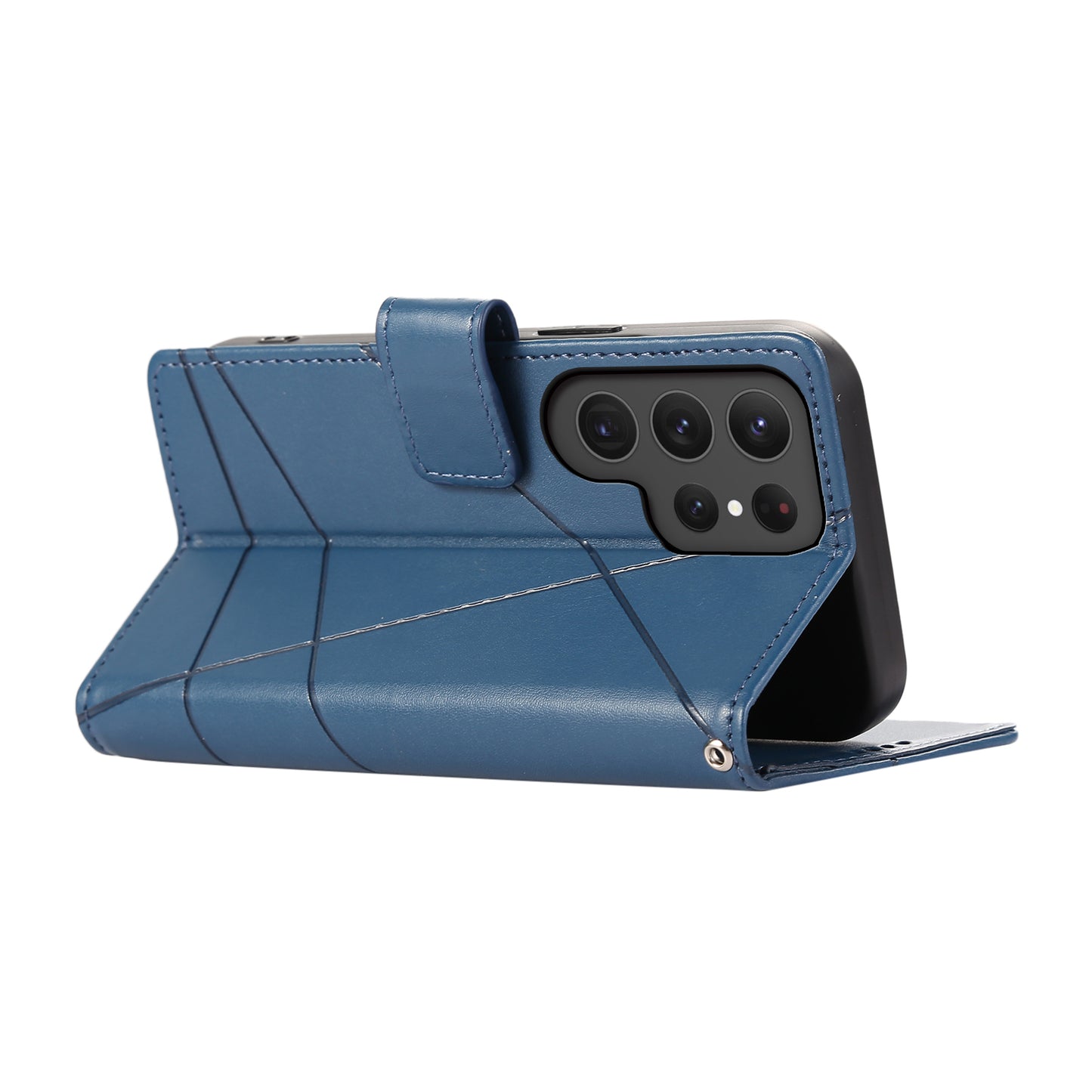 DF-06 Cell Phone Cases for Samsung Galaxy S24 Ultra Anti-scratch Imprinted PU Leather Cover - Blue