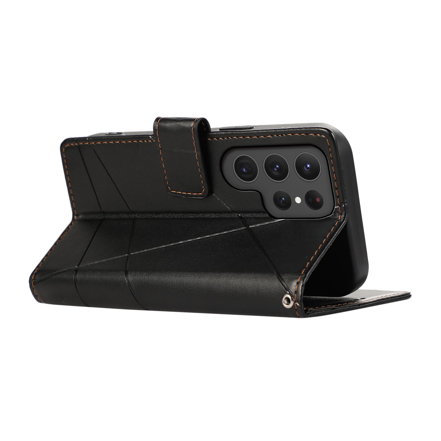 DF-06 Cell Phone Cases for Samsung Galaxy S24 Ultra Anti-scratch Imprinted PU Leather Cover - Black