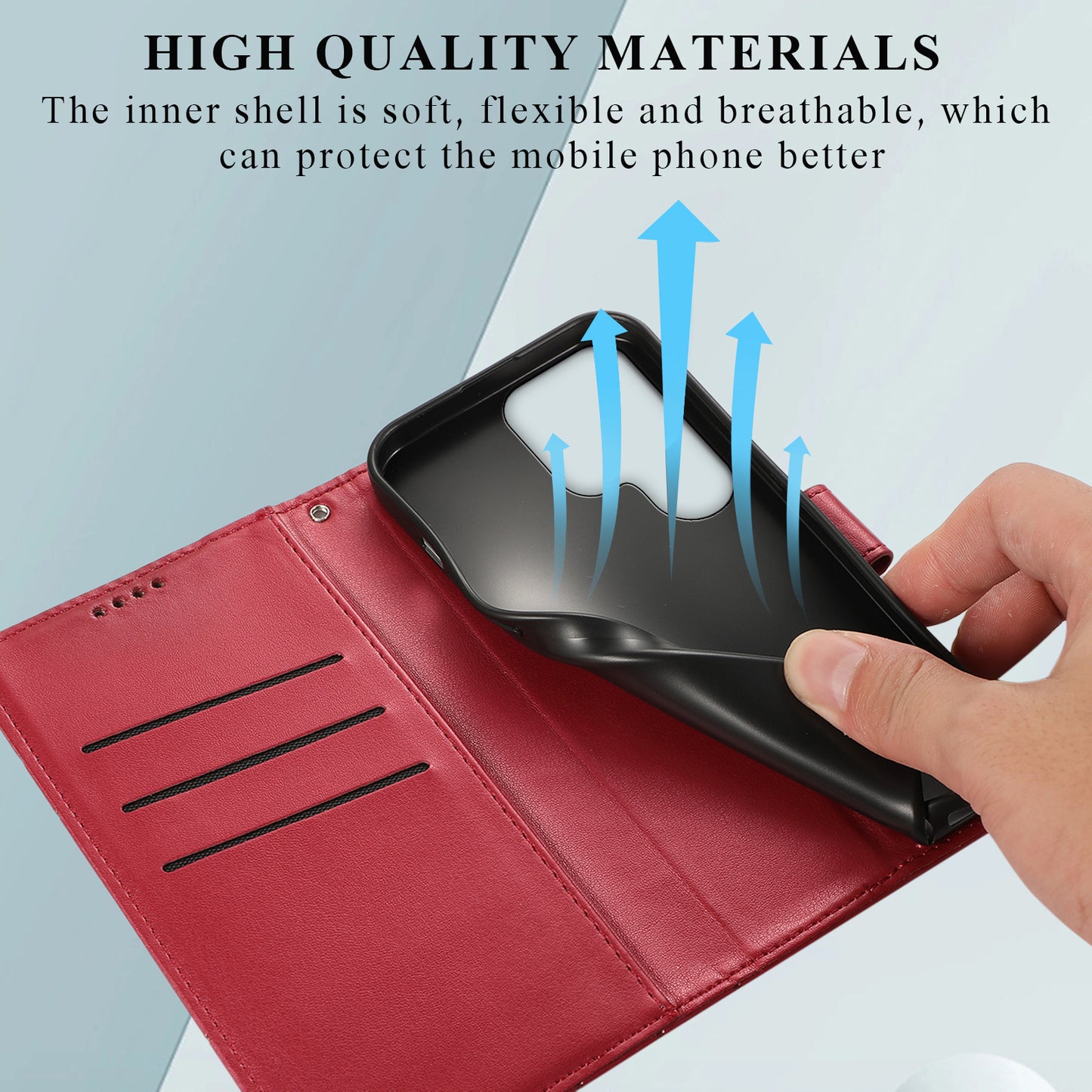 DF-06 Cell Phone Cases for Samsung Galaxy S24 Ultra Anti-scratch Imprinted PU Leather Cover - Red