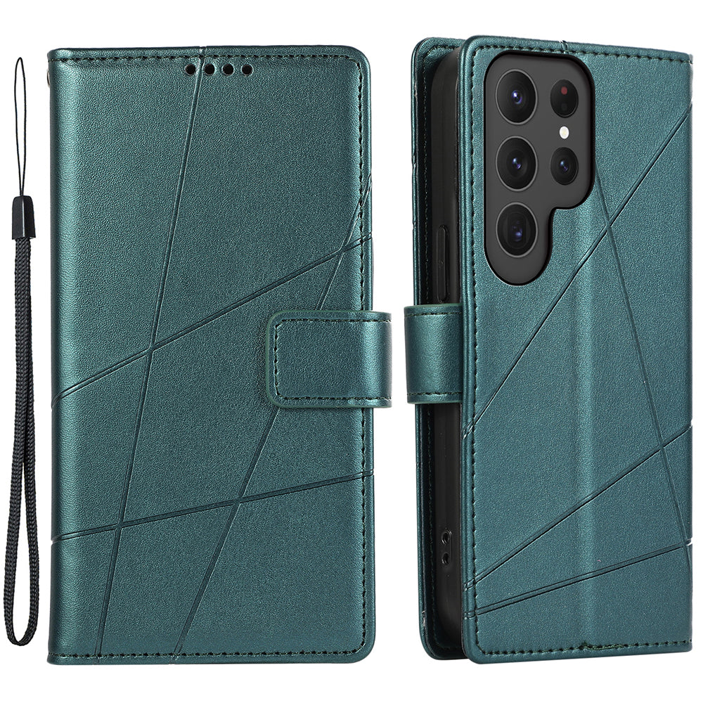 DF-06 Cell Phone Cases for Samsung Galaxy S24 Ultra Anti-scratch Imprinted PU Leather Cover - Green