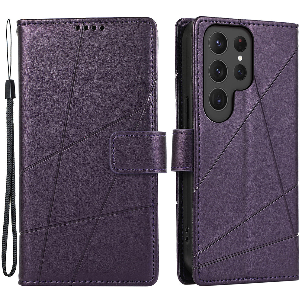 DF-06 Cell Phone Cases for Samsung Galaxy S24 Ultra Anti-scratch Imprinted PU Leather Cover - Purple