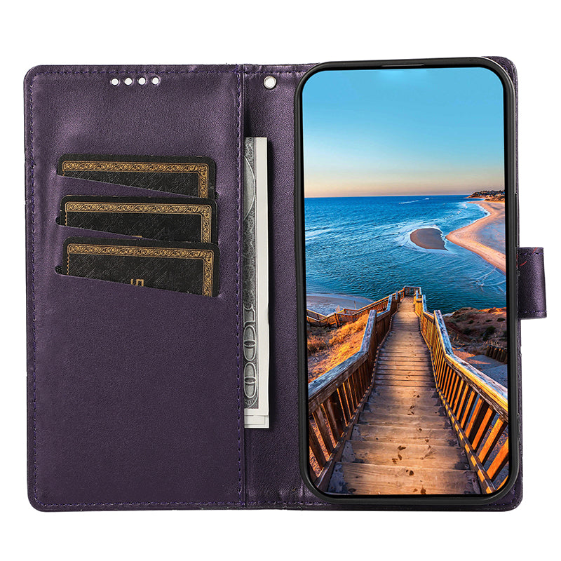 DF-06 Cell Phone Cases for Samsung Galaxy S24 Ultra Anti-scratch Imprinted PU Leather Cover - Purple