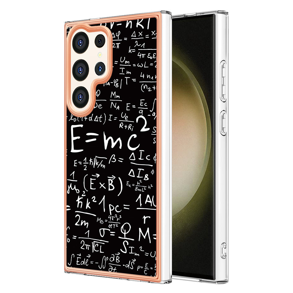 YB IMD Series-19 Style-D For Samsung Galaxy S24 Ultra Phone Case Electroplating Edge 2.0mm TPU Cover - Equation