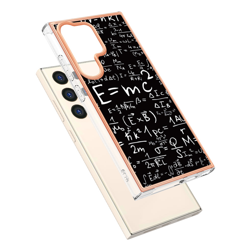 YB IMD Series-19 Style-D For Samsung Galaxy S24 Ultra Phone Case Electroplating Edge 2.0mm TPU Cover - Equation