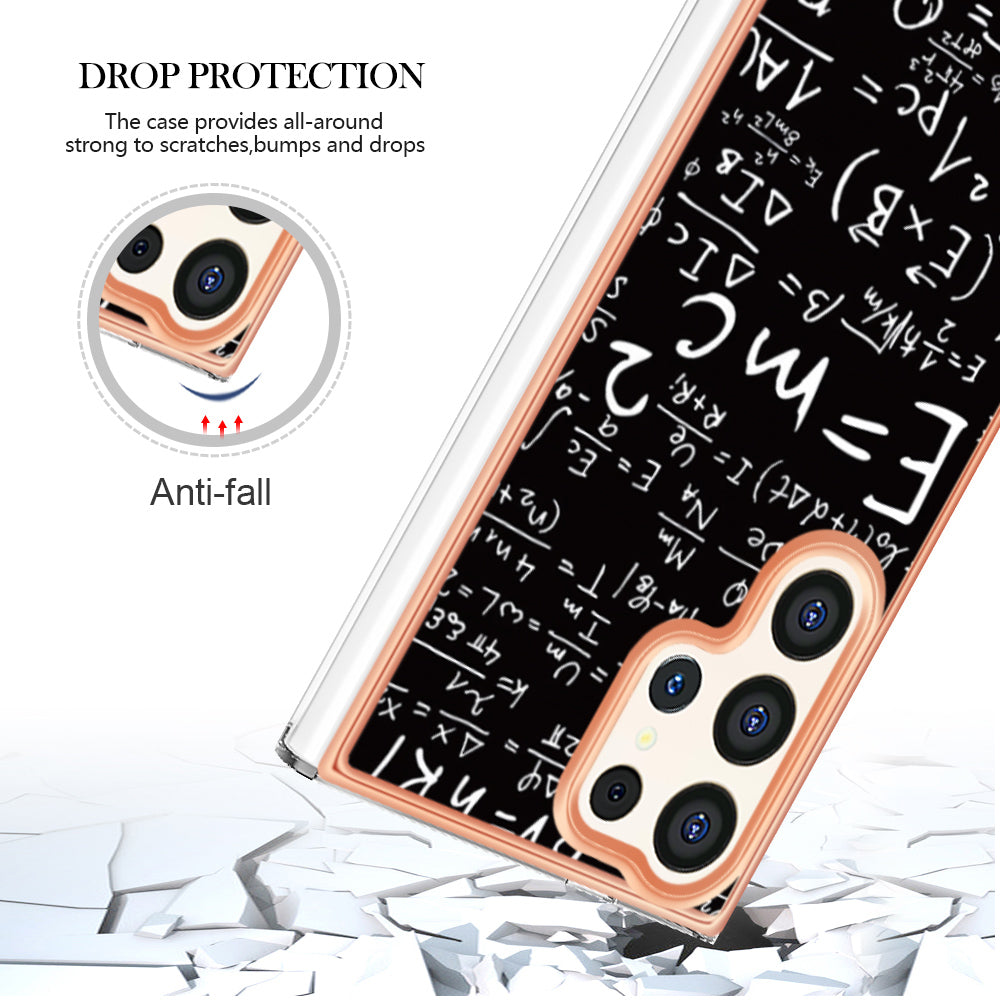 YB IMD Series-19 Style-D For Samsung Galaxy S24 Ultra Phone Case Electroplating Edge 2.0mm TPU Cover - Equation