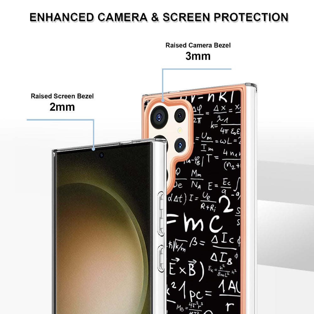 YB IMD Series-19 Style-D For Samsung Galaxy S24 Ultra Phone Case Electroplating Edge 2.0mm TPU Cover - Equation