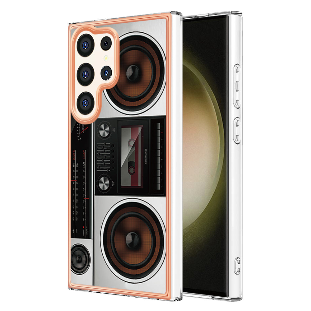 YB IMD Series-19 Style-D For Samsung Galaxy S24 Ultra Phone Case Electroplating Edge 2.0mm TPU Cover - Radio