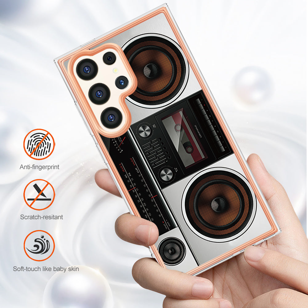 YB IMD Series-19 Style-D For Samsung Galaxy S24 Ultra Phone Case Electroplating Edge 2.0mm TPU Cover - Radio