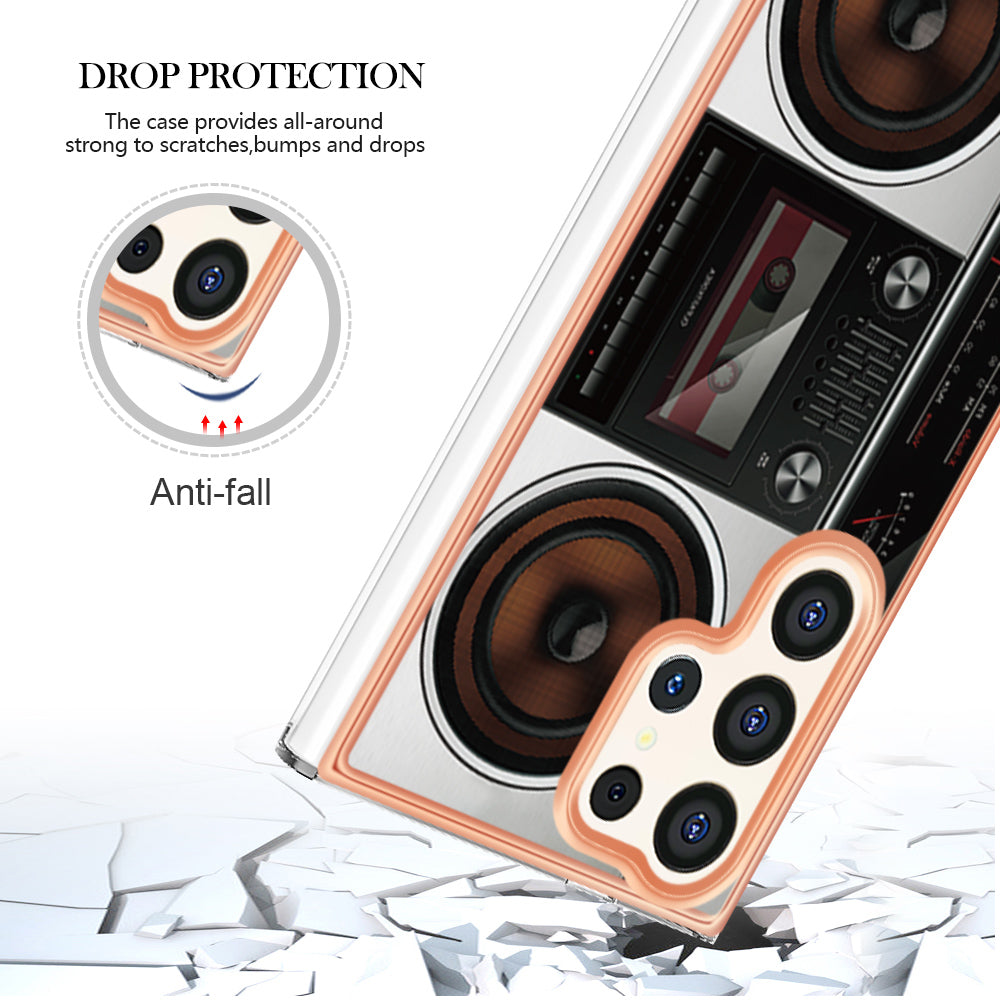 YB IMD Series-19 Style-D For Samsung Galaxy S24 Ultra Phone Case Electroplating Edge 2.0mm TPU Cover - Radio
