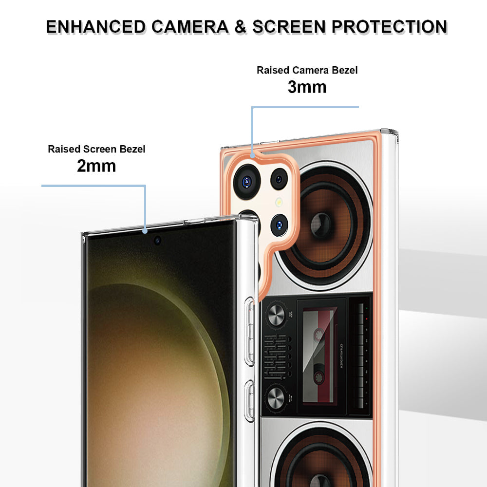 YB IMD Series-19 Style-D For Samsung Galaxy S24 Ultra Phone Case Electroplating Edge 2.0mm TPU Cover - Radio