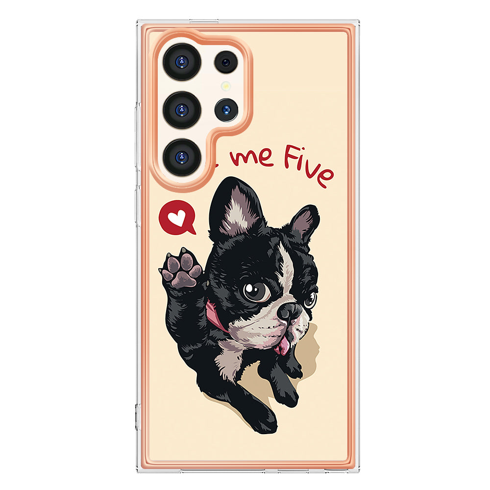 YB IMD Series-19 Style-D For Samsung Galaxy S24 Ultra Phone Case Electroplating Edge 2.0mm TPU Cover - Dog