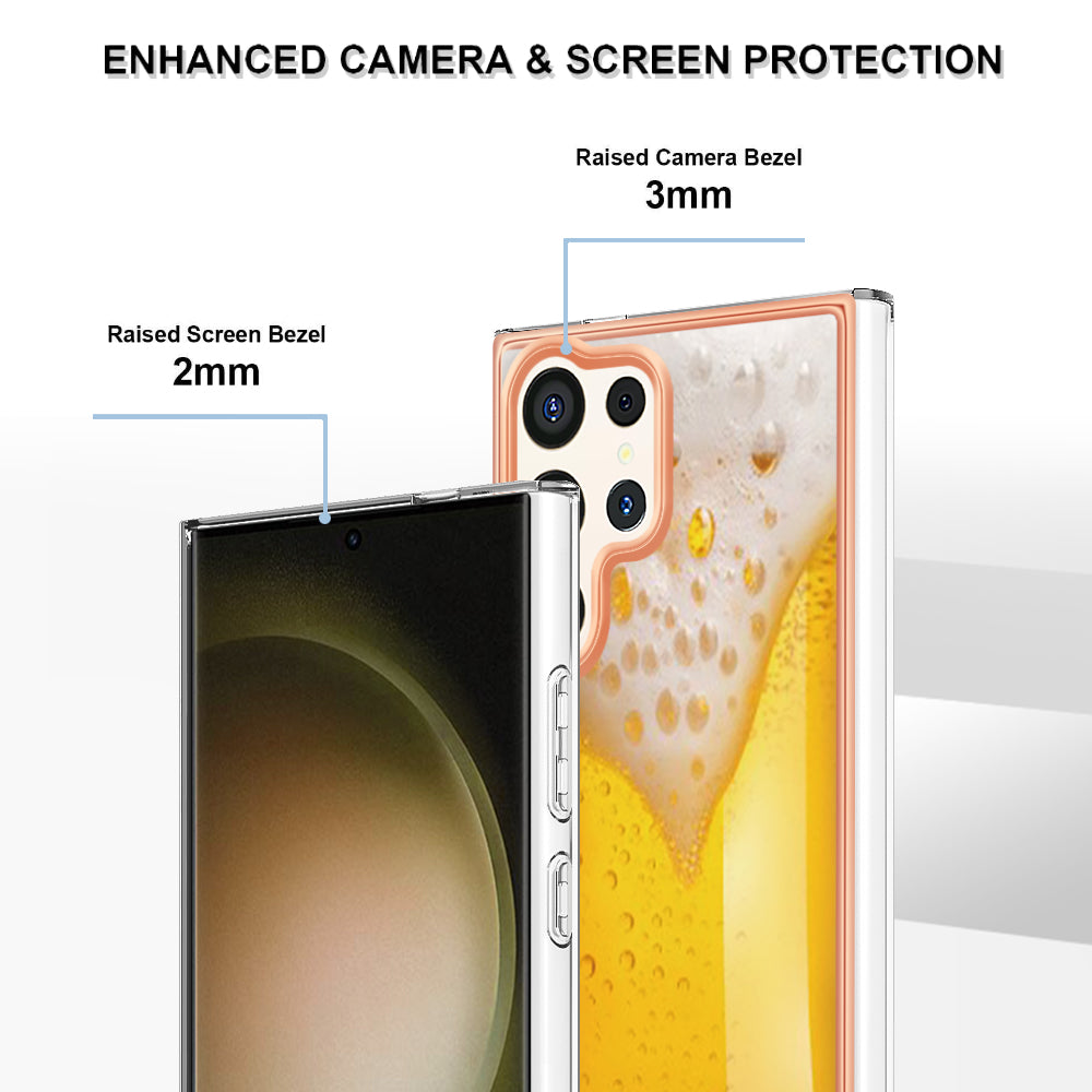 YB IMD Series-19 Style-D For Samsung Galaxy S24 Ultra Phone Case Electroplating Edge 2.0mm TPU Cover - Beer