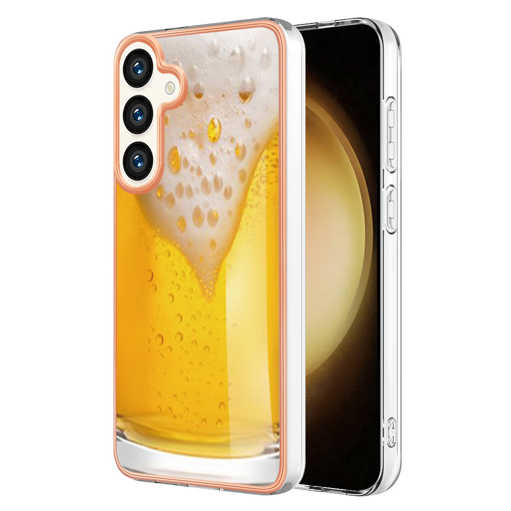 YB IMD Series-19 Style-D For Samsung Galaxy S24+ Plating Cover 2.0mm TPU Soft Phone Case - Beer