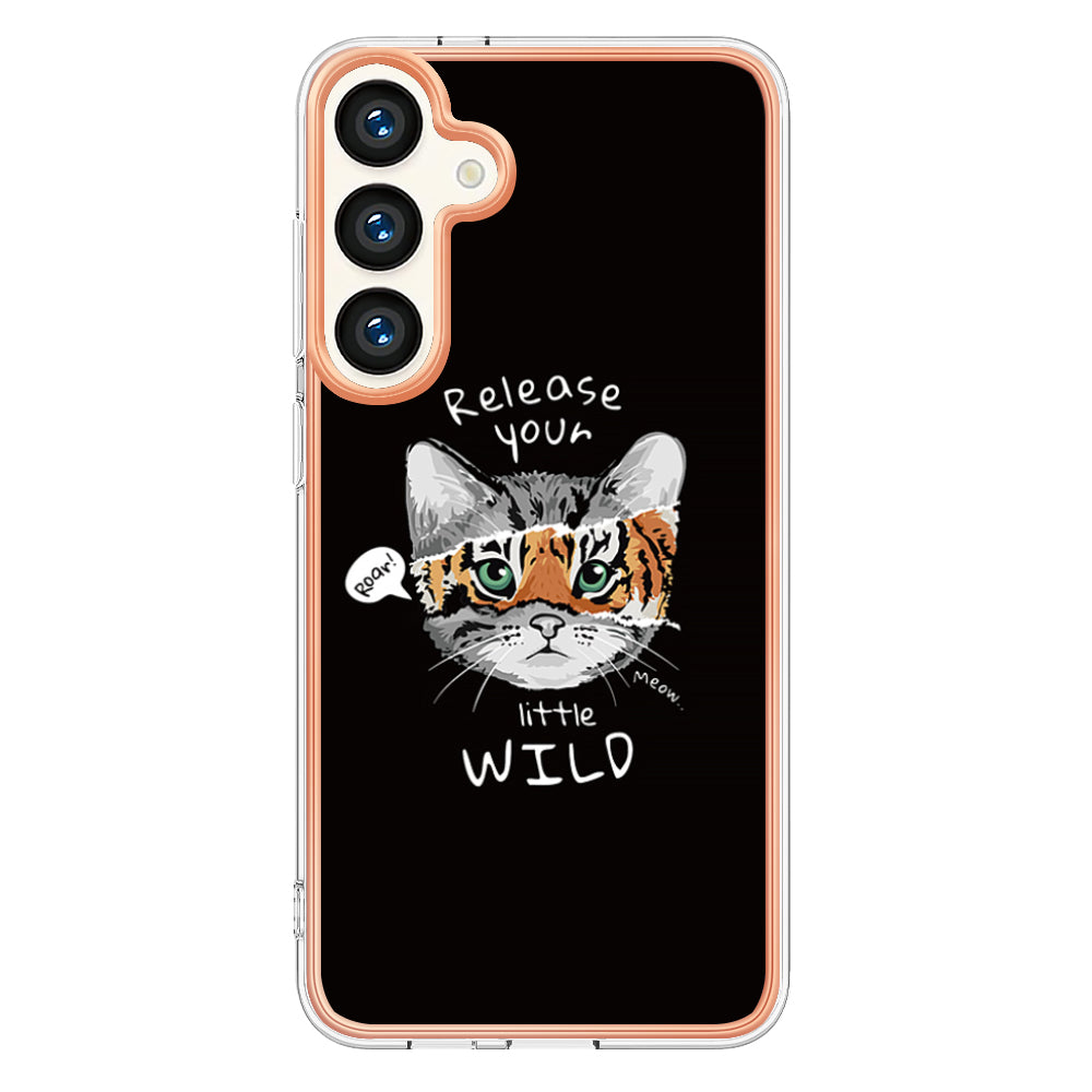 YB IMD Series-19 Style-D For Samsung Galaxy S24+ Plating Cover 2.0mm TPU Soft Phone Case - Cat / Tiger