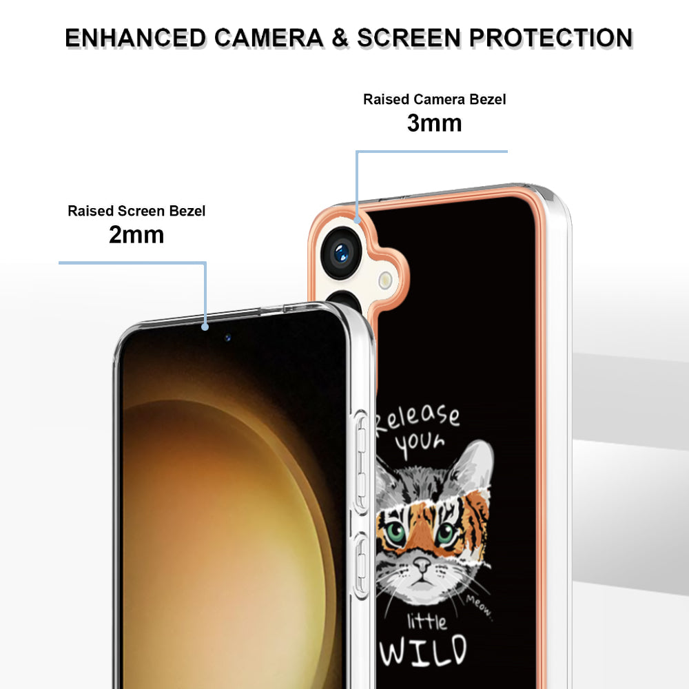 YB IMD Series-19 Style-D For Samsung Galaxy S24+ Plating Cover 2.0mm TPU Soft Phone Case - Cat / Tiger