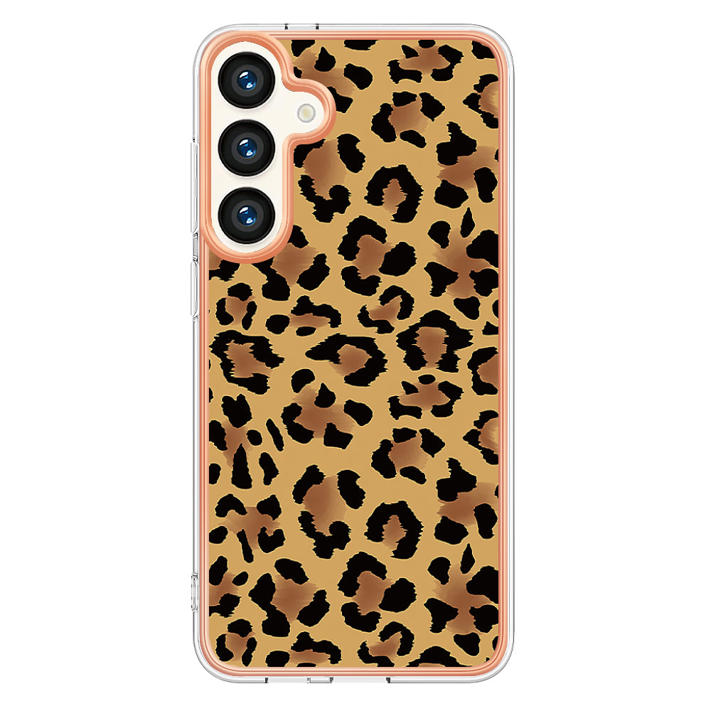 YB IMD Series-19 Style-D For Samsung Galaxy S24+ Plating Cover 2.0mm TPU Soft Phone Case - Leopard Print