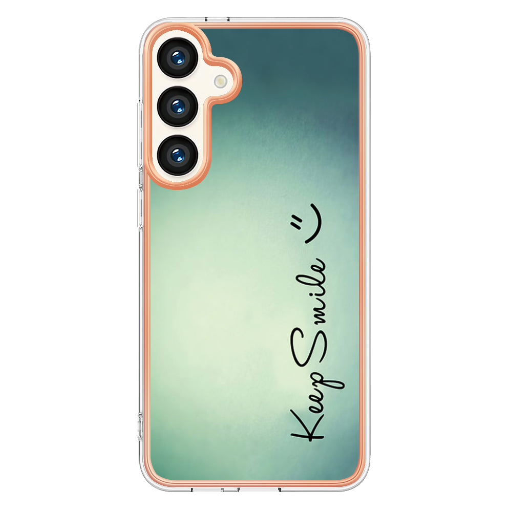 YB IMD Series-19 Style-D For Samsung Galaxy S24+ Plating Cover 2.0mm TPU Soft Phone Case - Keep Smile